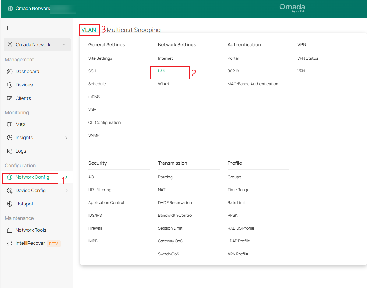 Go to LAN configuration page.