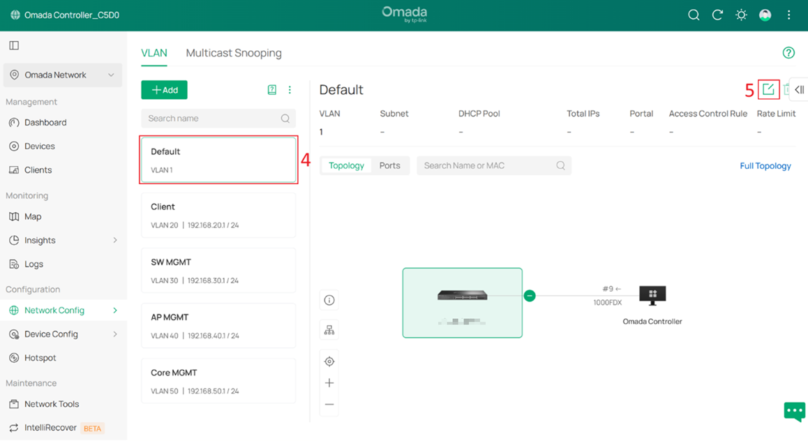Edit the Default Network.