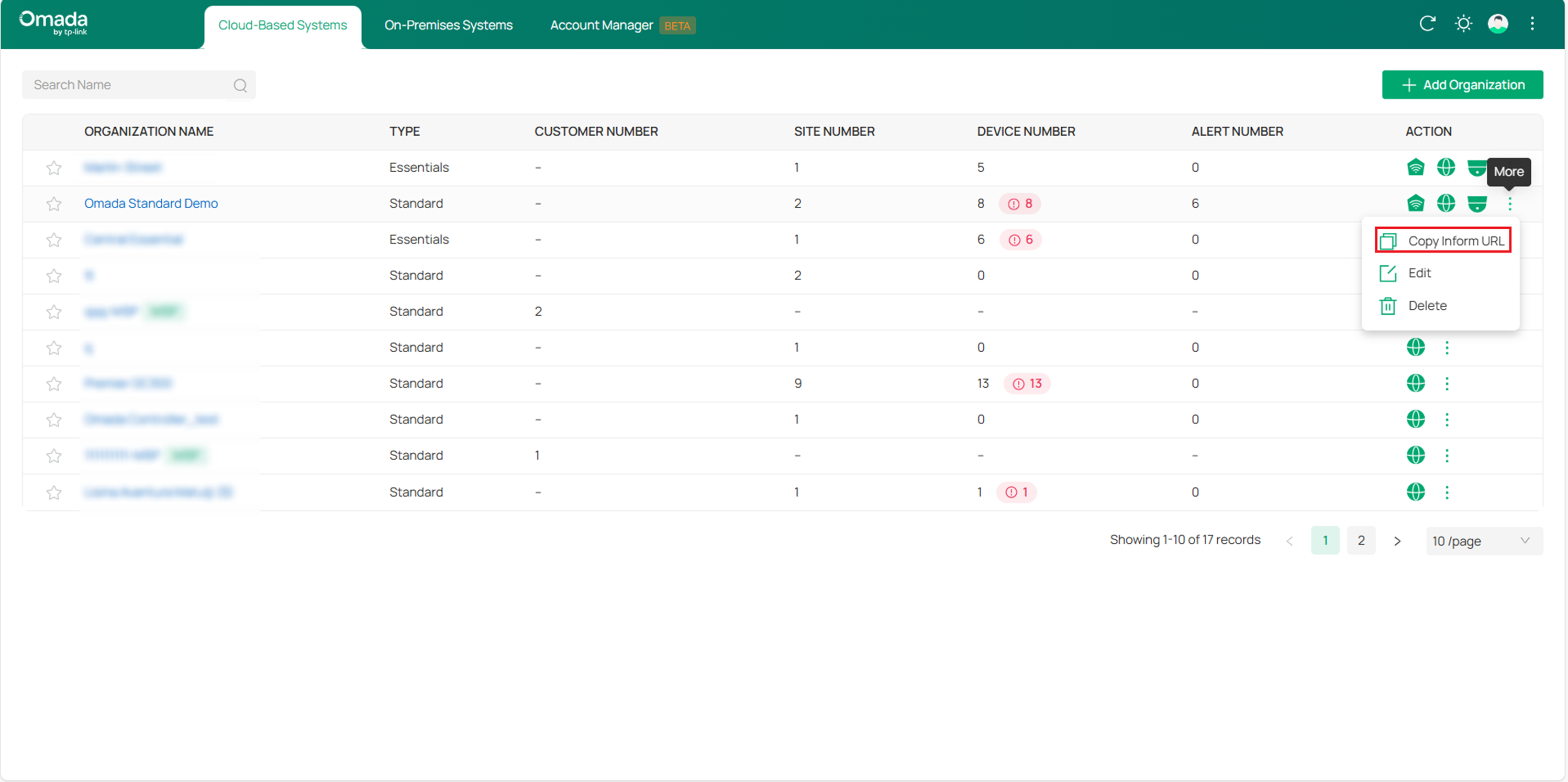 Show the location of the cloud-based controller URL.