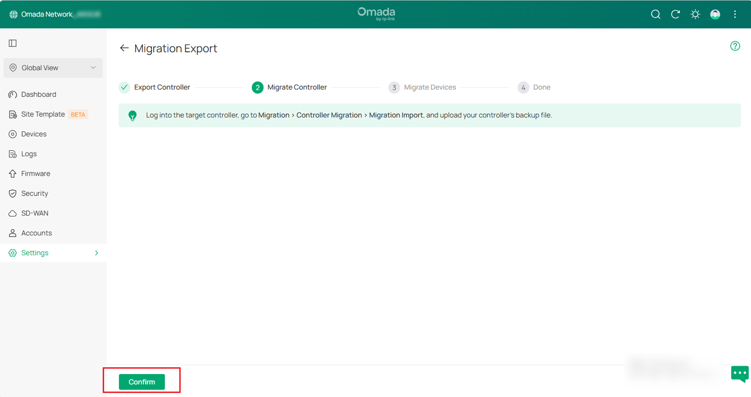 Confirm Controller migration process.