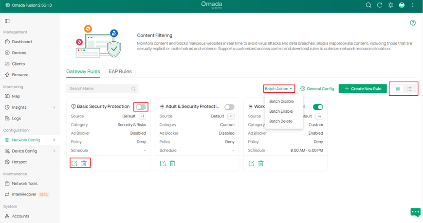Managing Gateway Rules via controller.