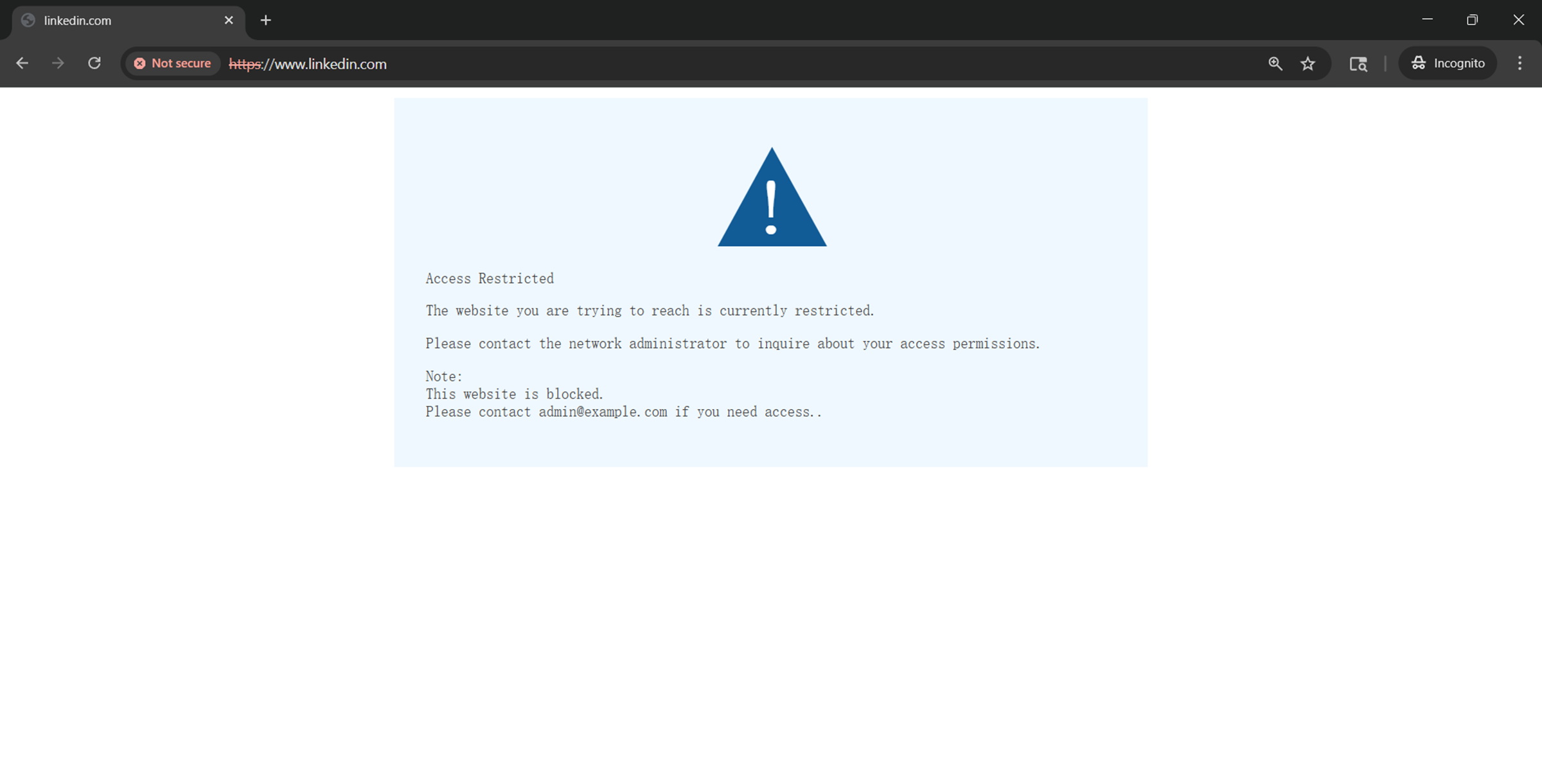 Display the Access Restricted error after filtering rule taking effect.