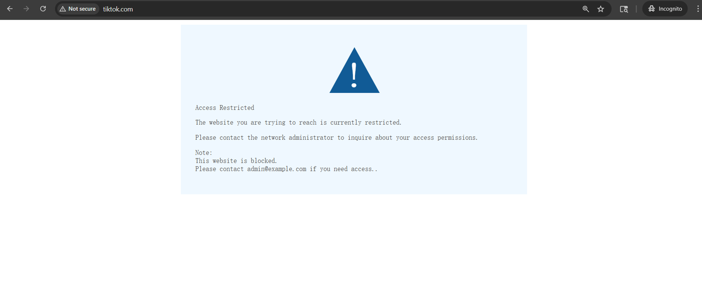 Display the Access Restricted error after block rule taking effect.