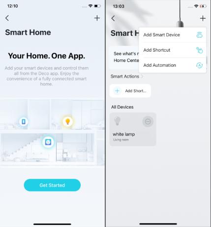 Manage smart home devices in Deco app.