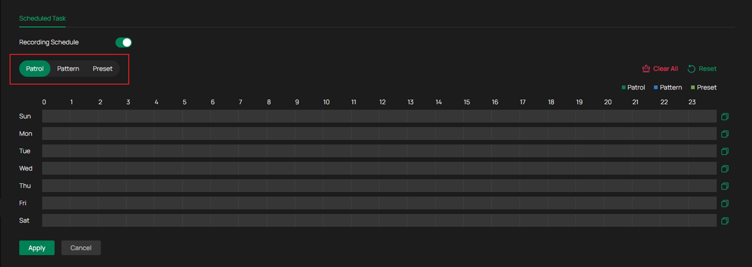 The button used for selecting the PTZ task mode.