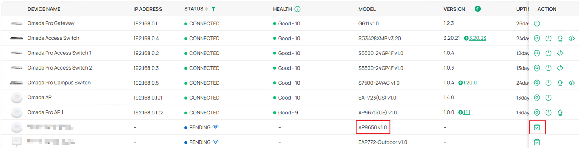 Show the adopt button of Omada Pro AP.