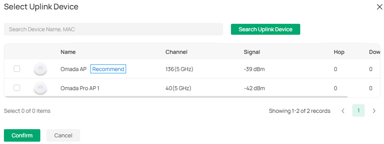 Show the page of choosing uplink mesh AP.