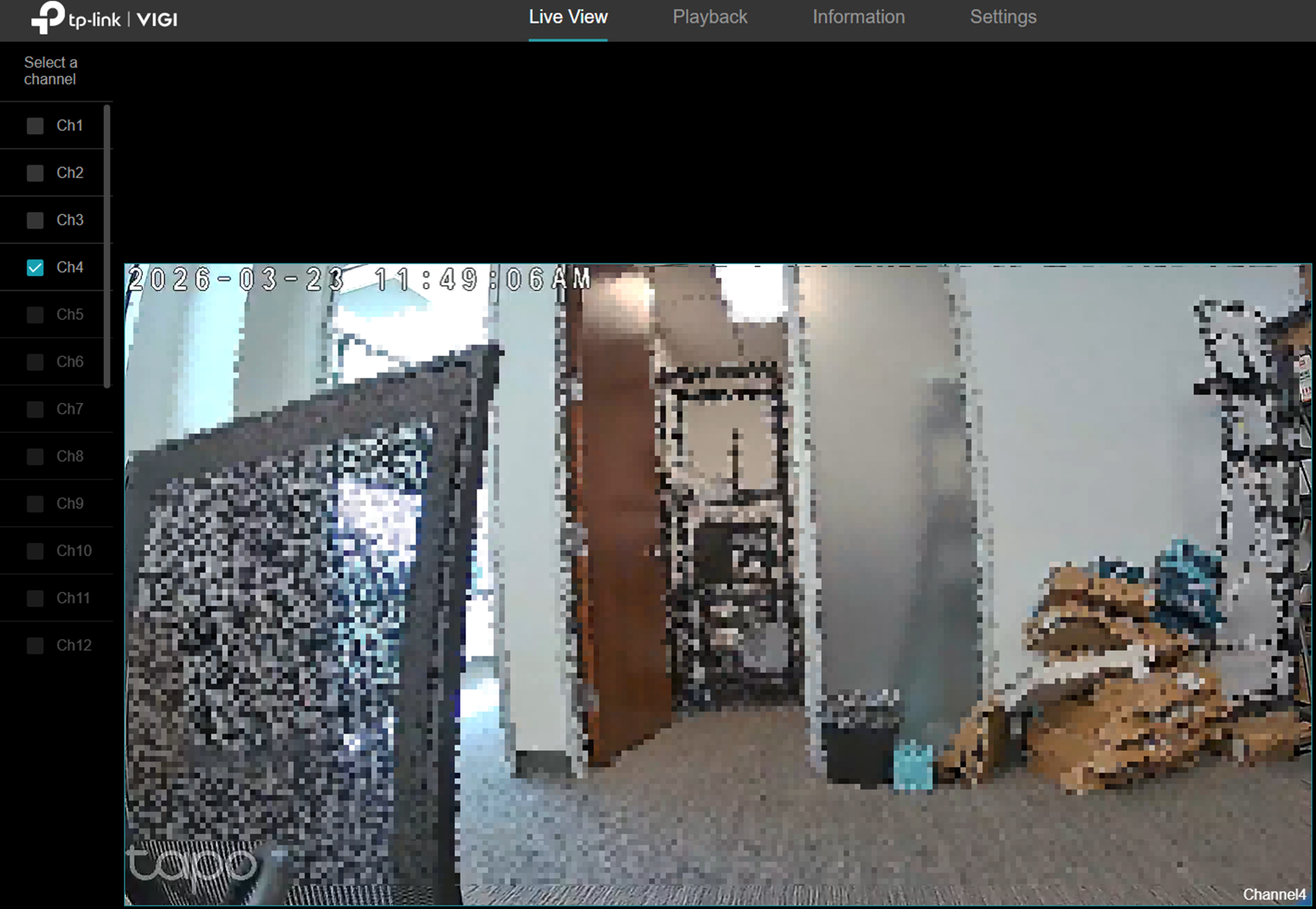 Live view of the newly added camera.