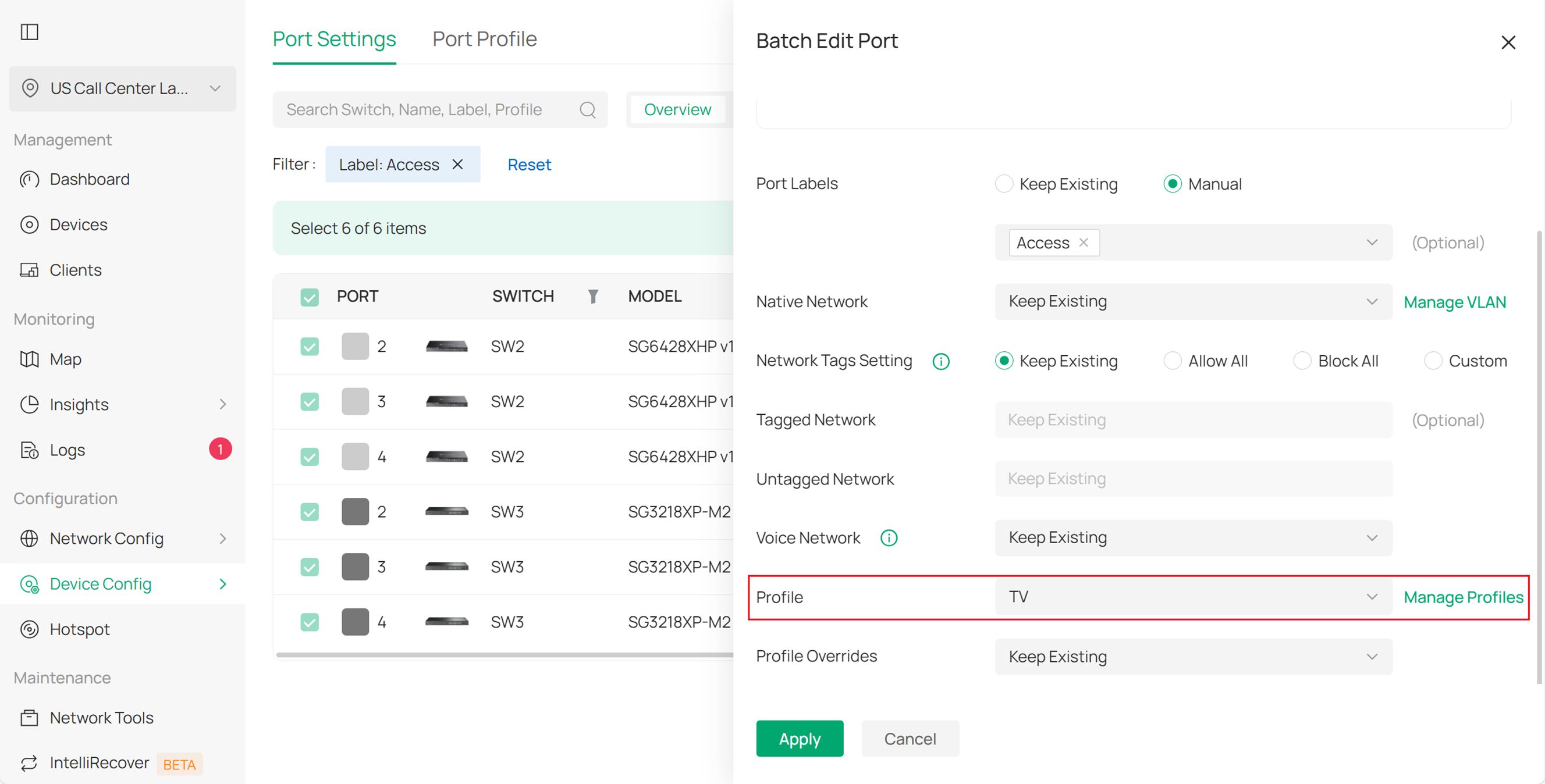 Saving the changes you have just configured.