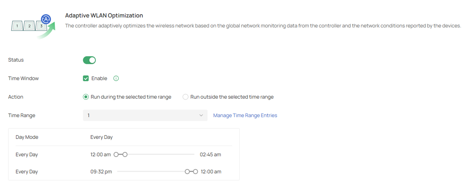 Details of Wlan optimization settings.