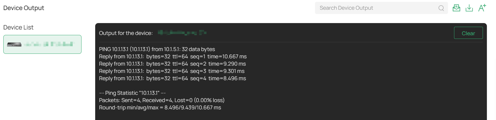 Show the ping result of a fusion gateway.
