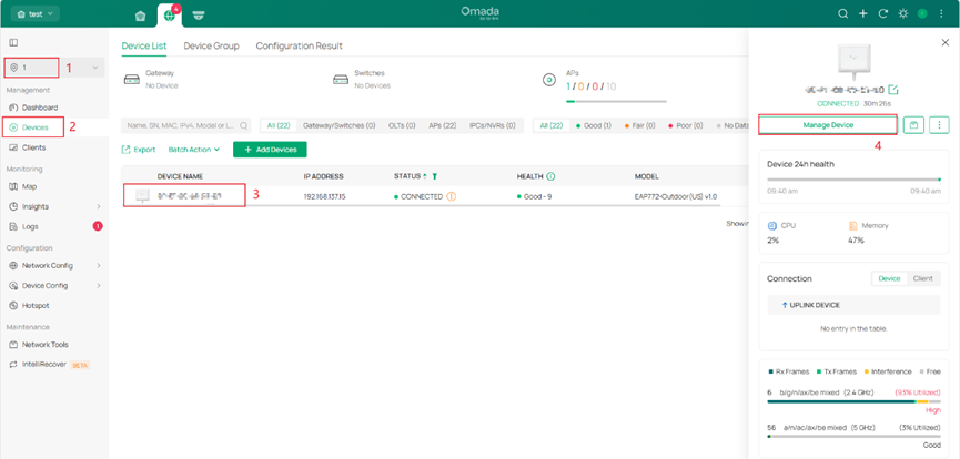Path of manage device button.