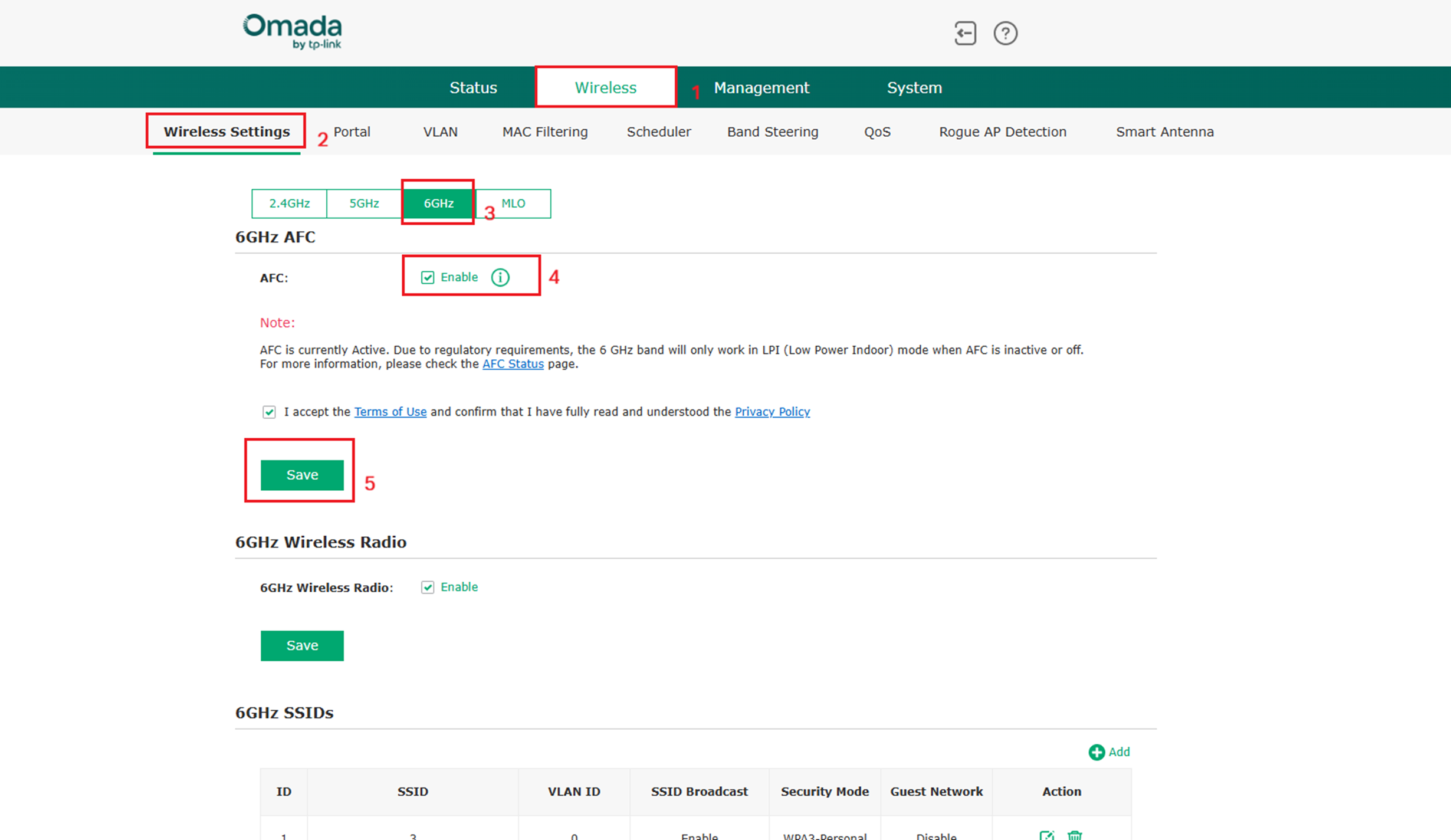 Path of AFC settings in standalone mode.