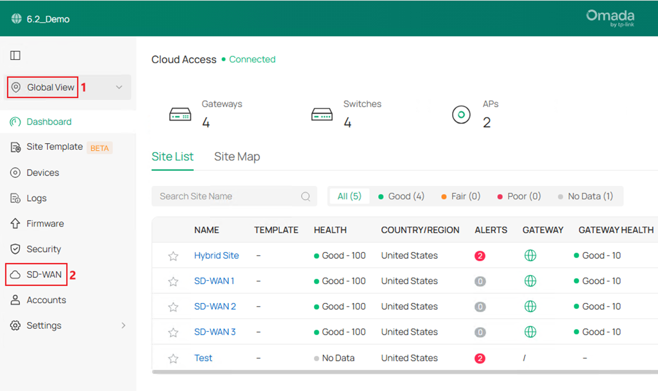 Show the process of entering SD-WAN configuration panel.