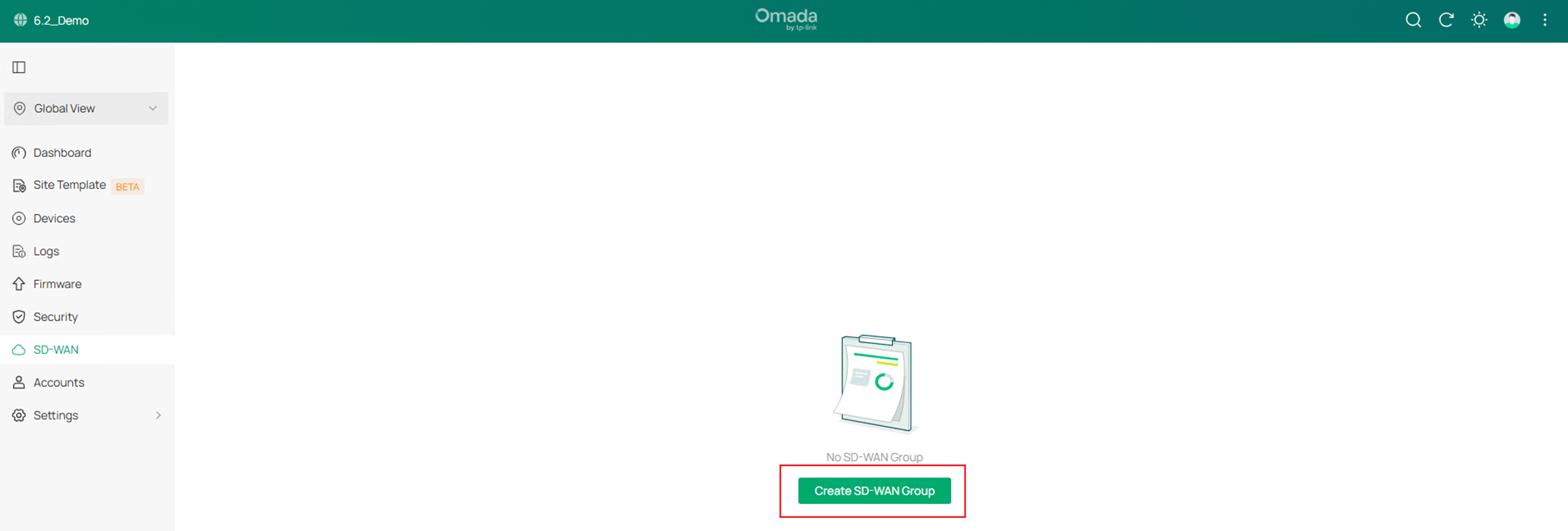 Show the create SD-WAN group button page.