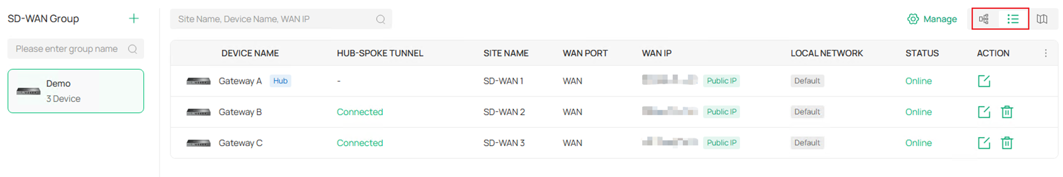 Show the SD-WAN overview page.