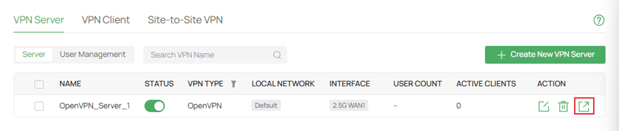 Export OpenVPN config file.