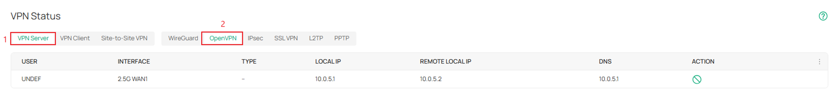 Navigate to check the status of the Omada Gateway as a server.