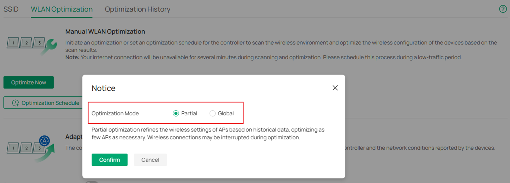 Perform Manual WLAN Optimization the second time.