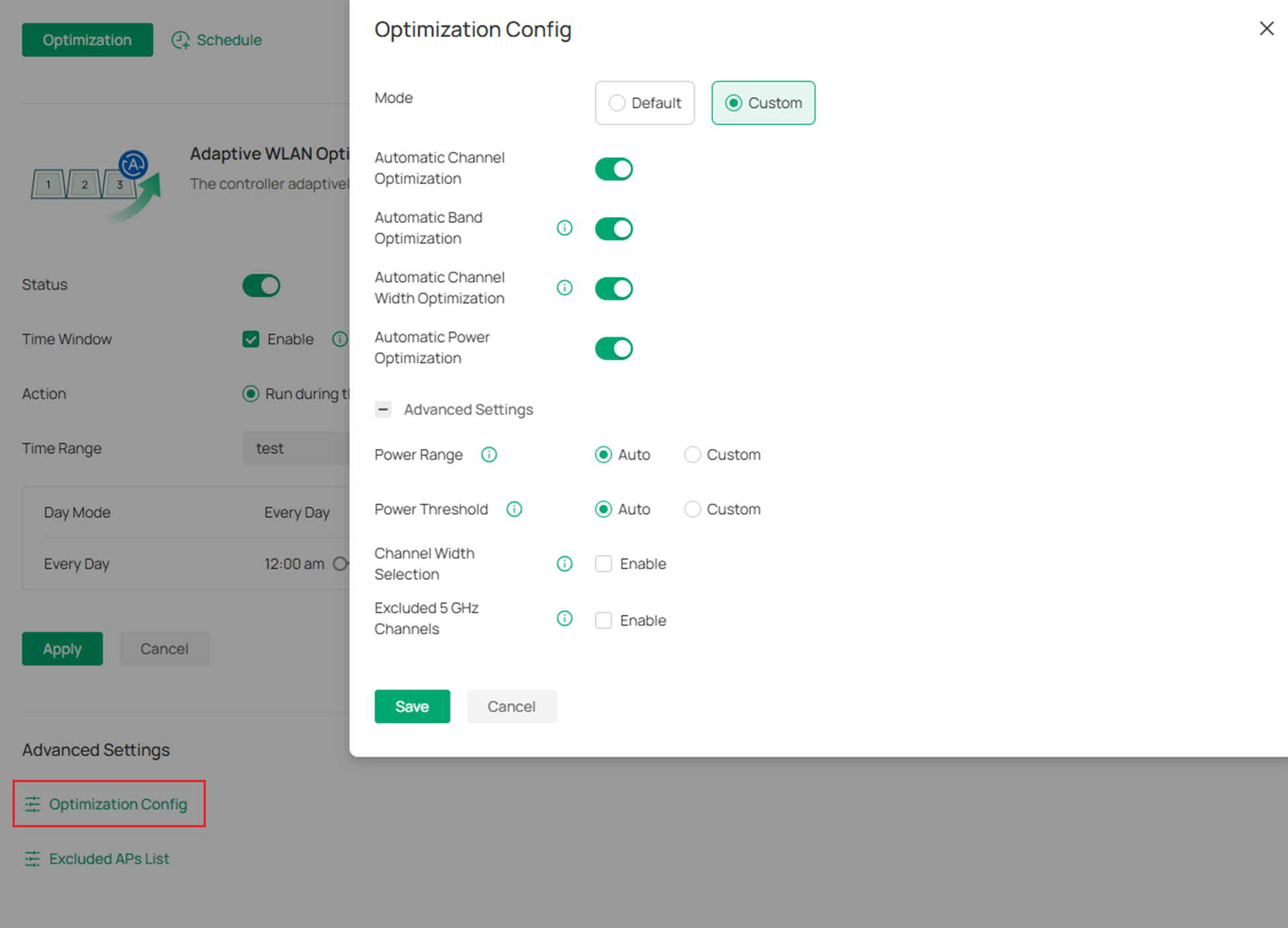 Configure customized optimization parameters.