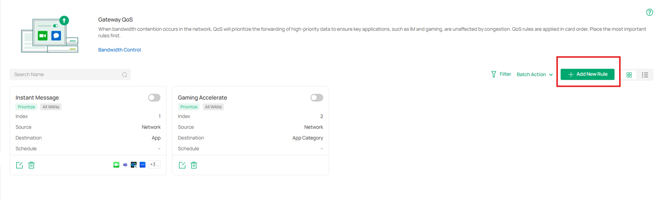 Show where to add new QoS rules.