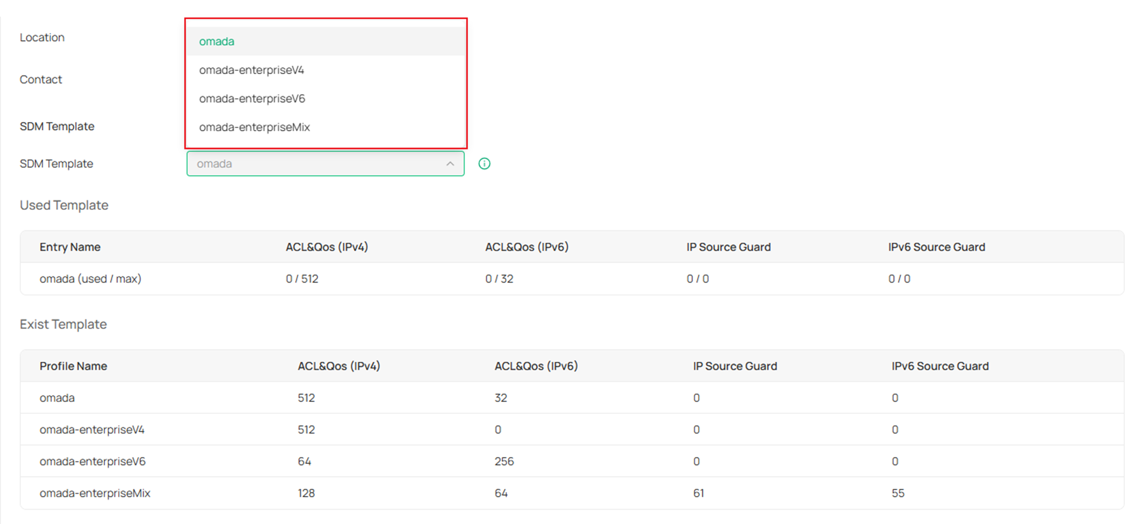 Show position to switch the SDM template.
