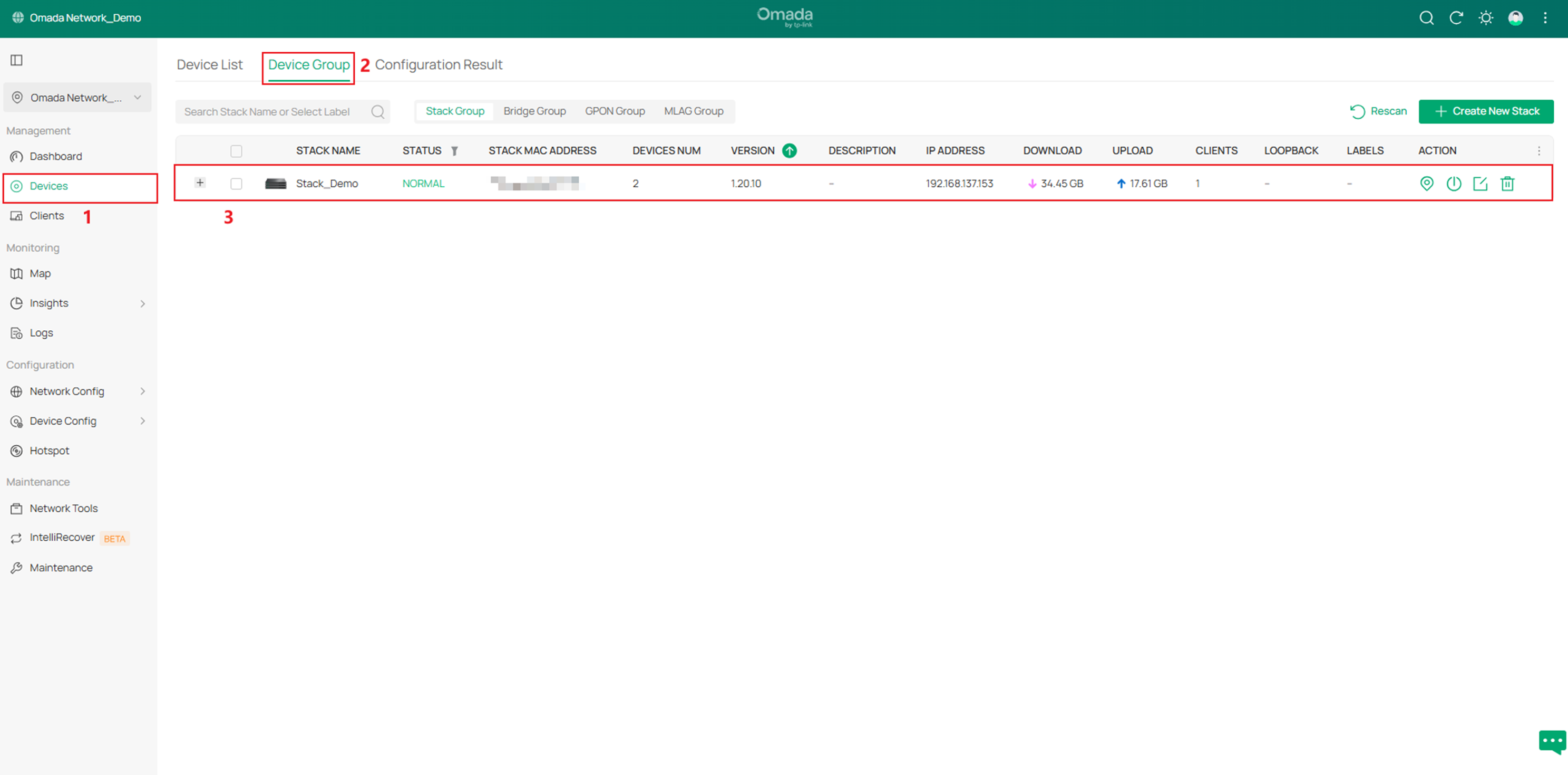 Show the way to find the switch stack.