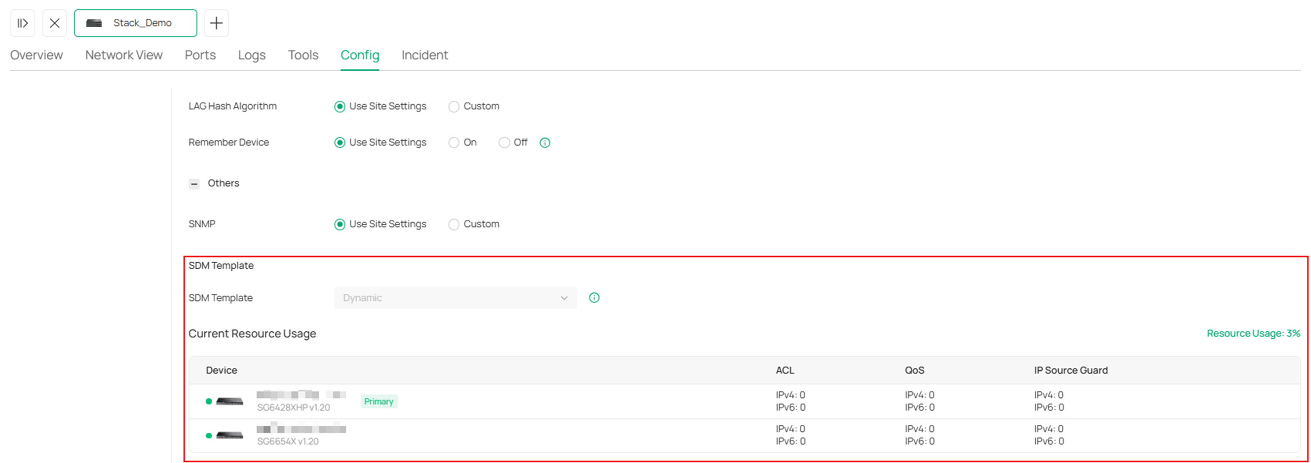 Show an example of the SDM template view.