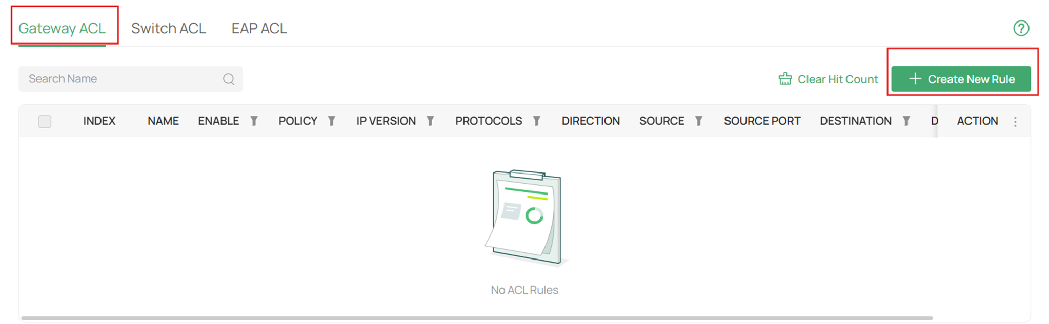 Show Gateway ACL page.