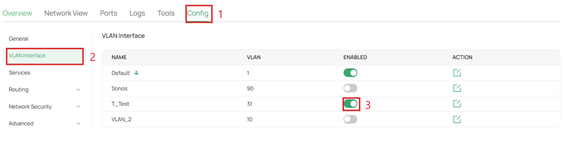 Enable VLAN on the switch.