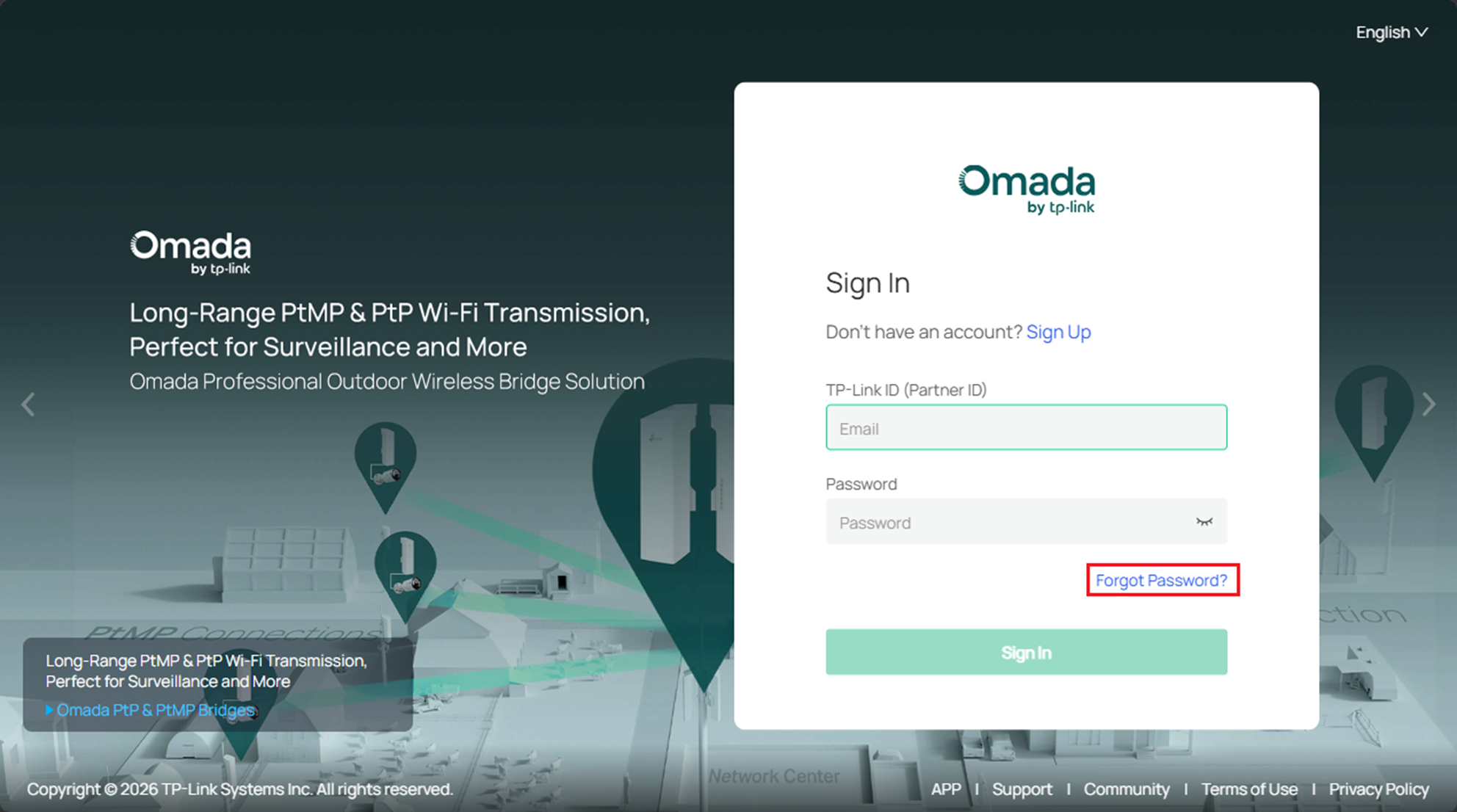 A screenshot showing the position of Forgot Password button.