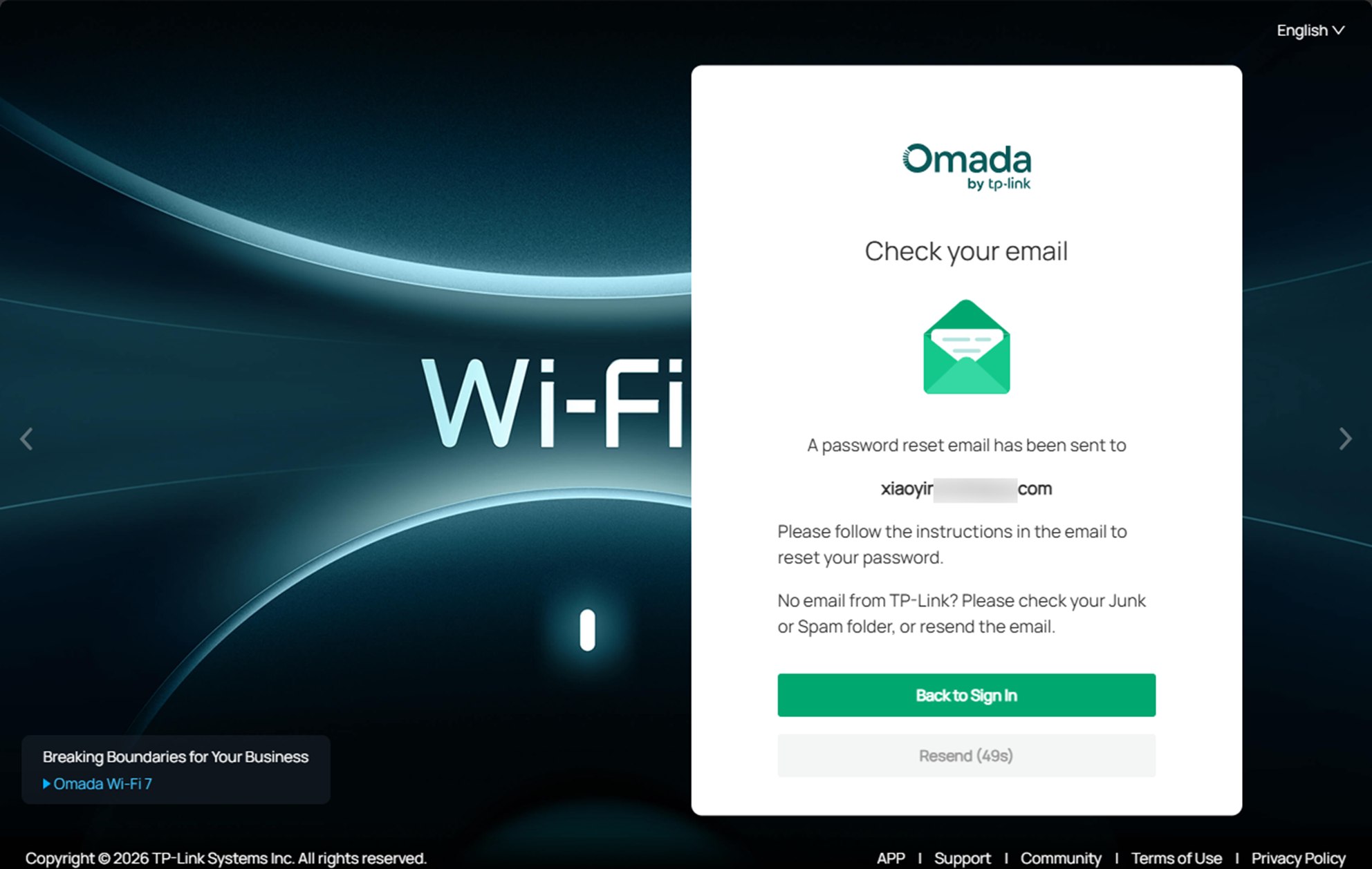 A screenshot showing a password reset email has been sent.