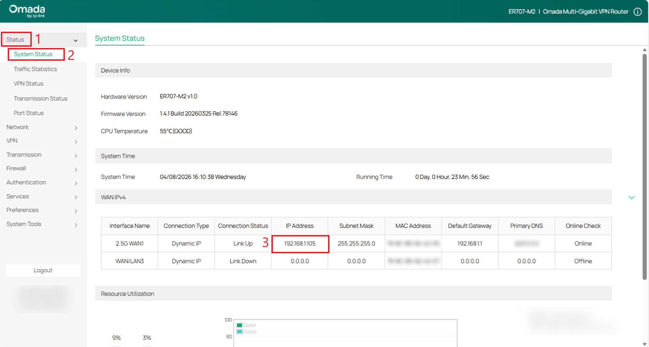 Check the router B WAN IP address.