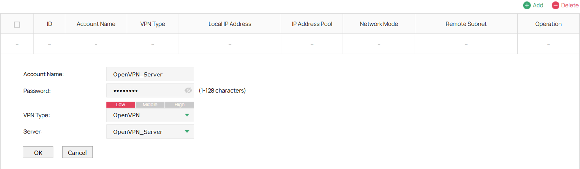 Create the local user for the OpenVPN server.