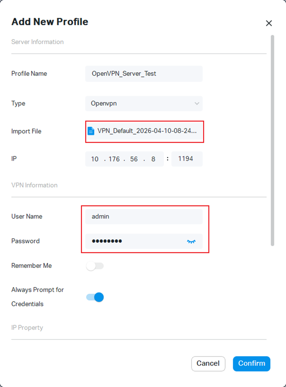 Importing OpenVPN certificate to the client.