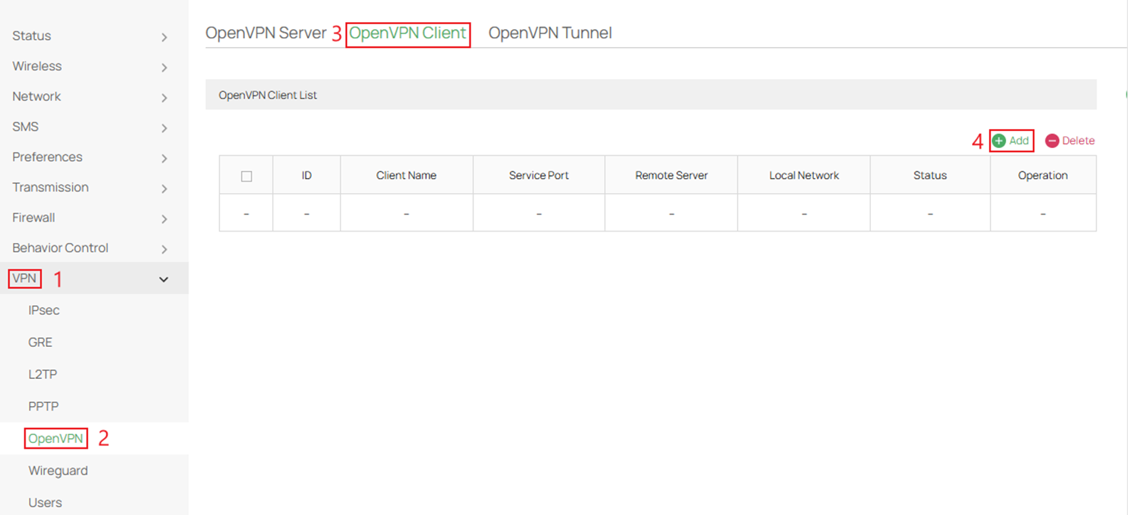 Adding a new OpenVPN Client.
