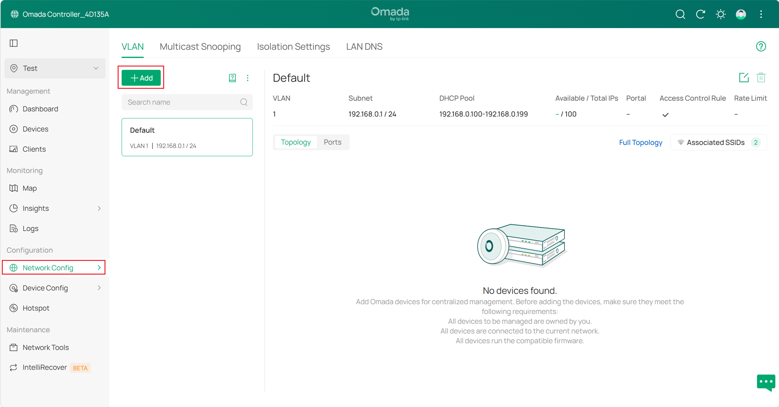 Show path of create VLAN on controller v6