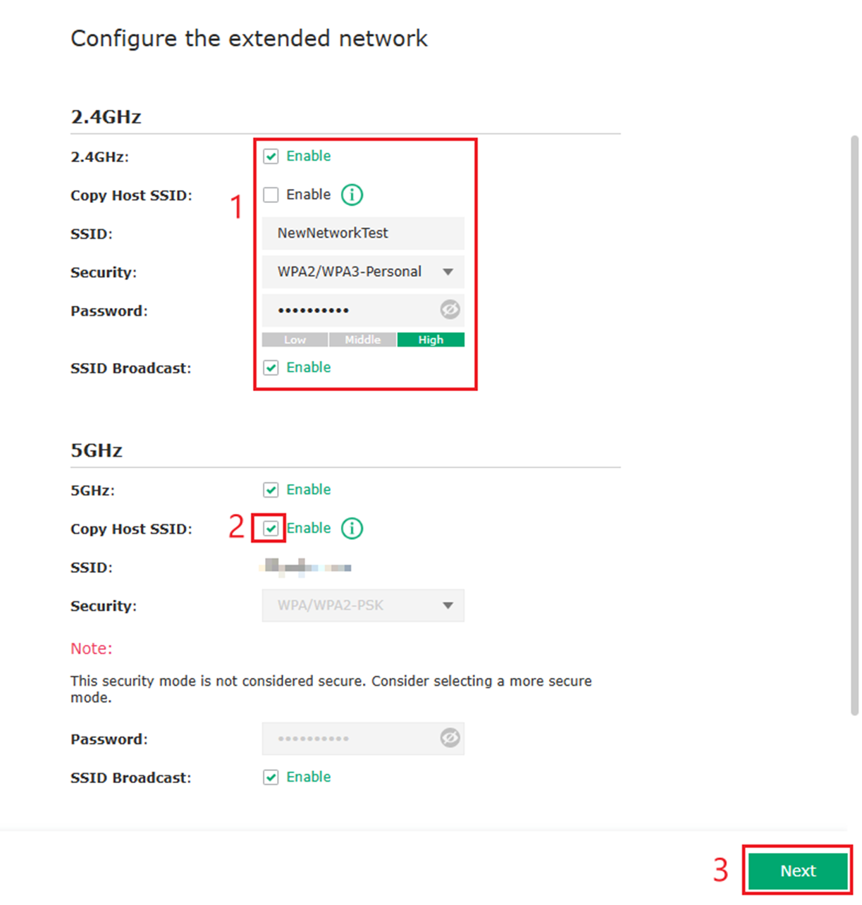 Configure the extended network.