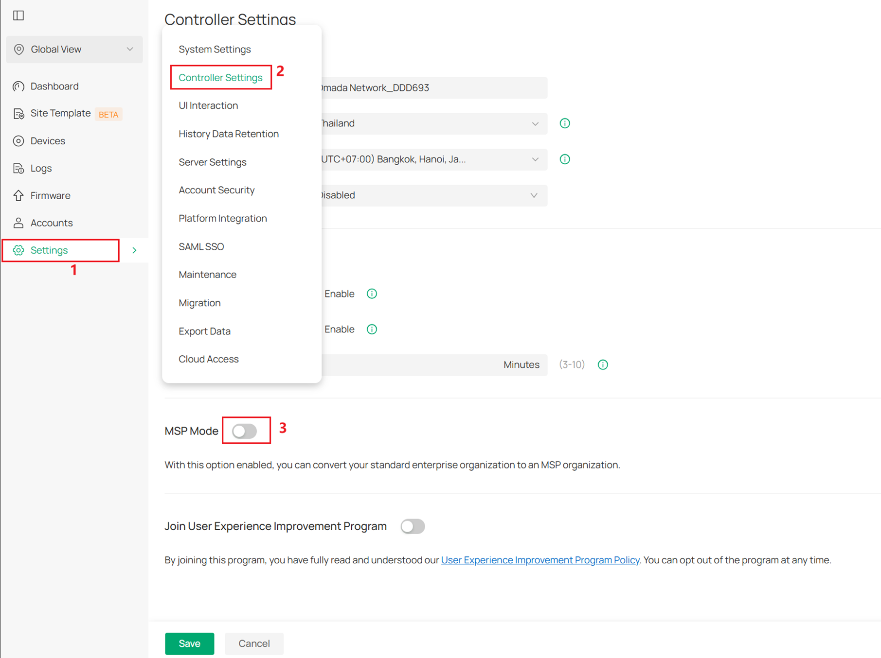 Path of enabling MSP Mode.