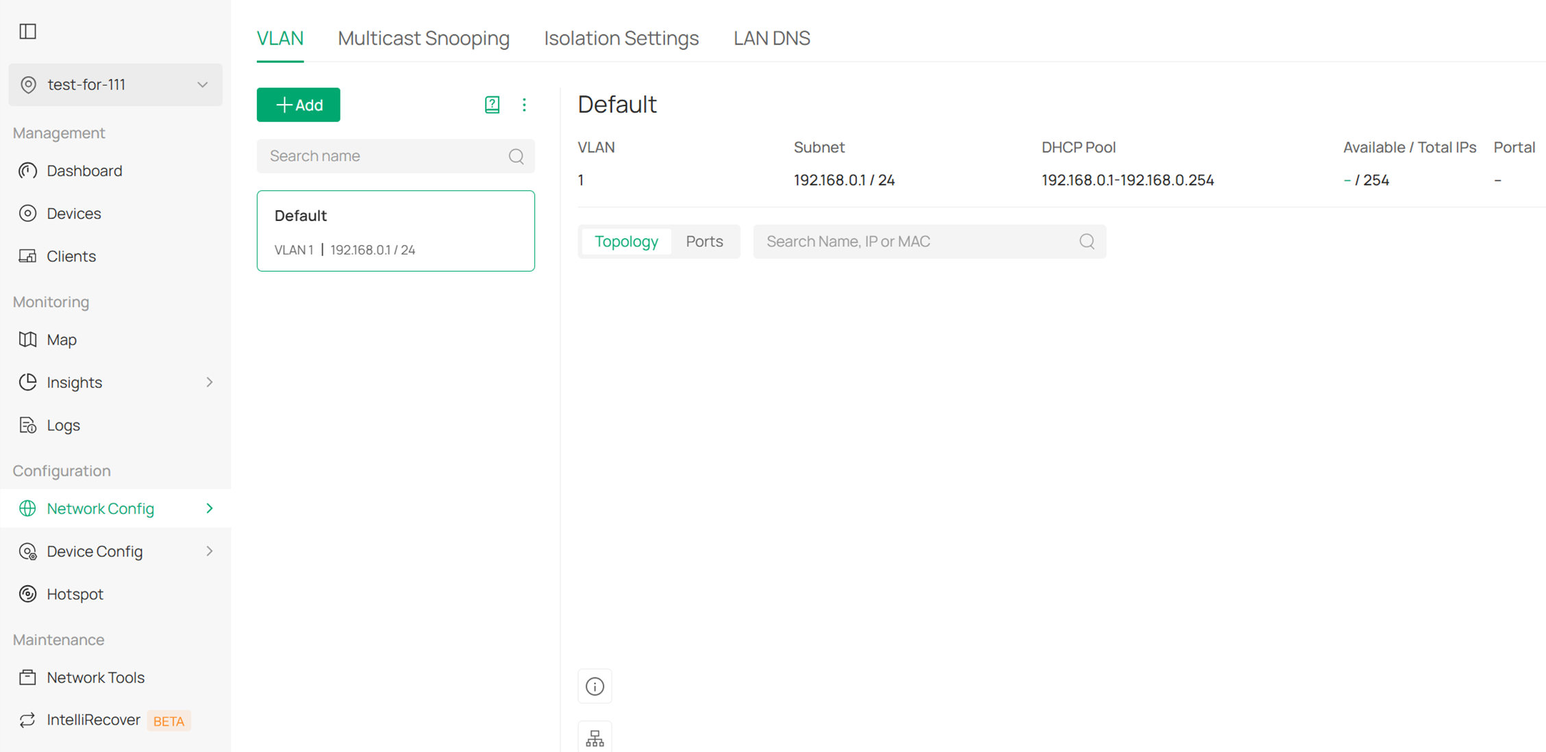 Go to the VLAN configuration.