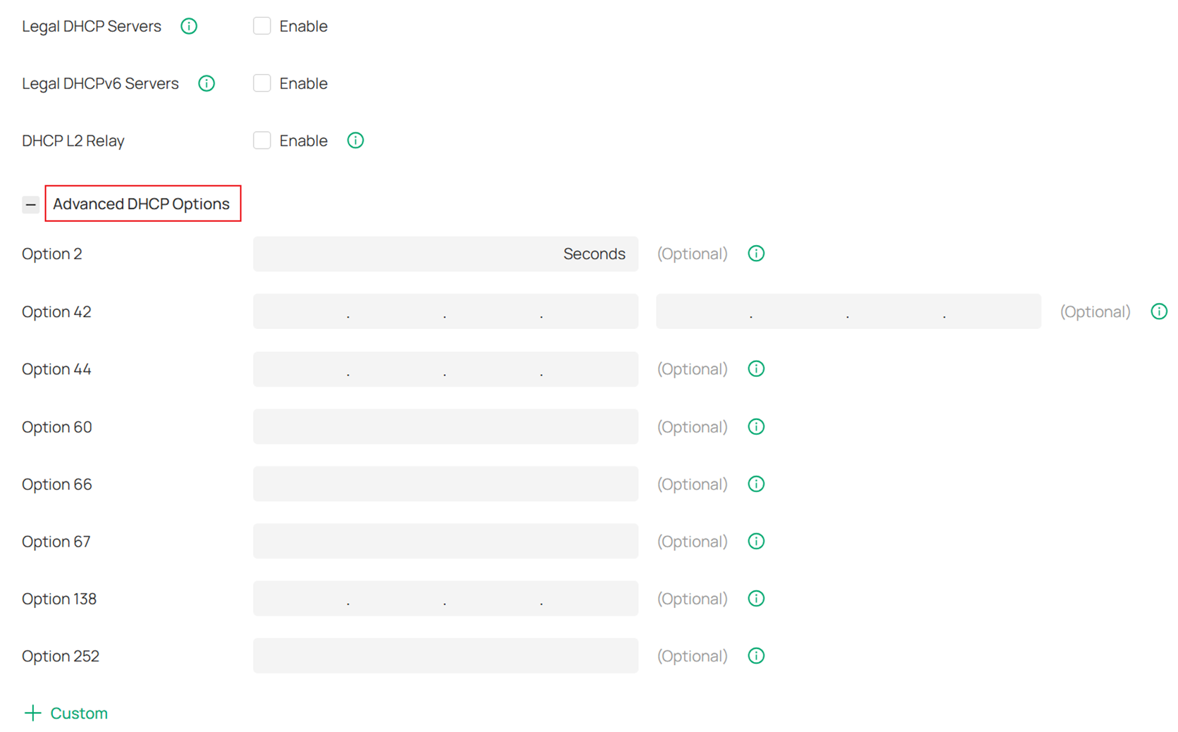 Configure Advanced DHCP options.