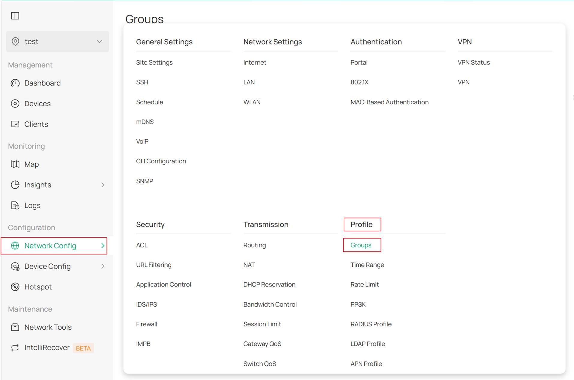 Enter into Groups settings.