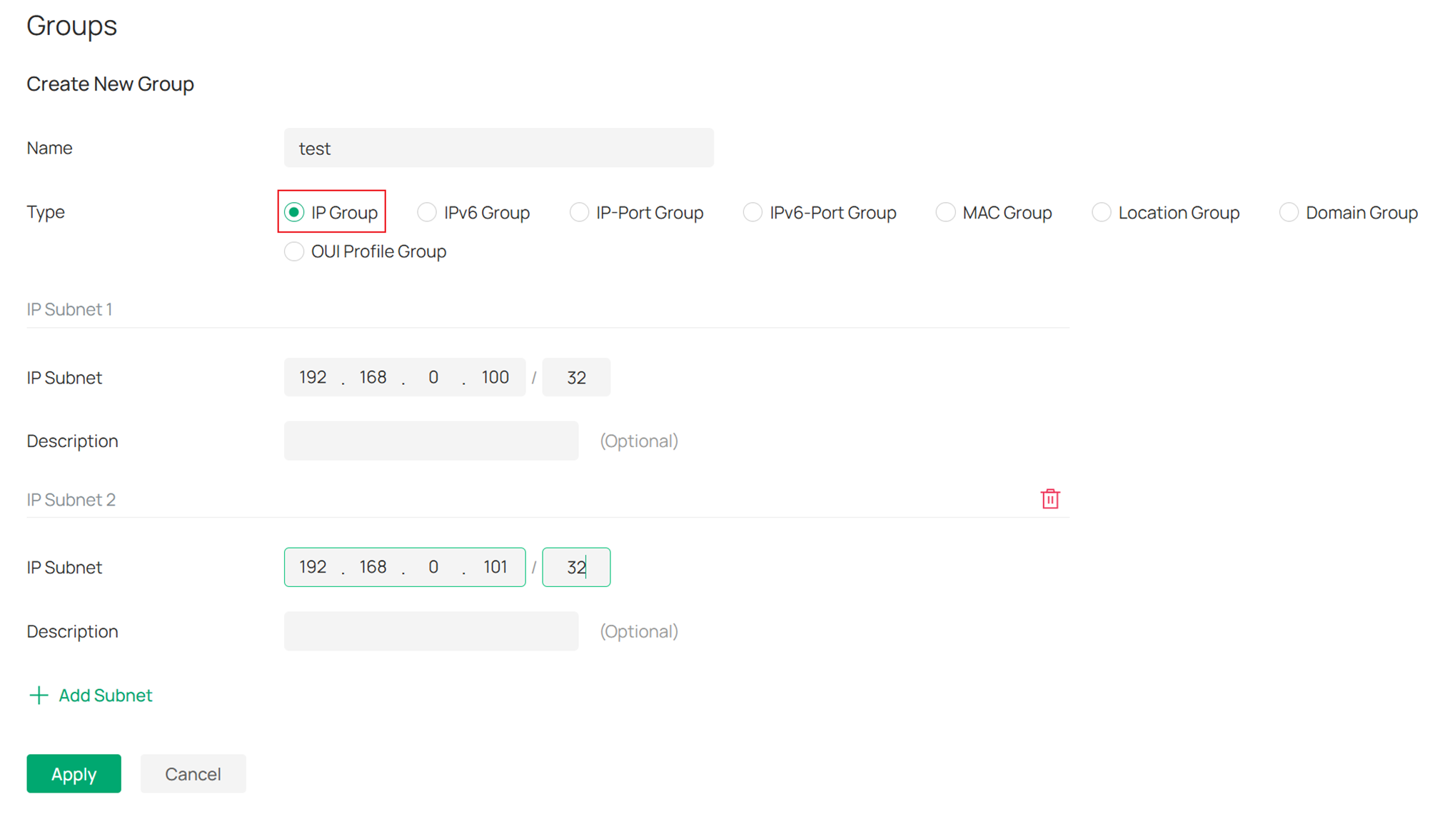 Enter the IP addresses.
