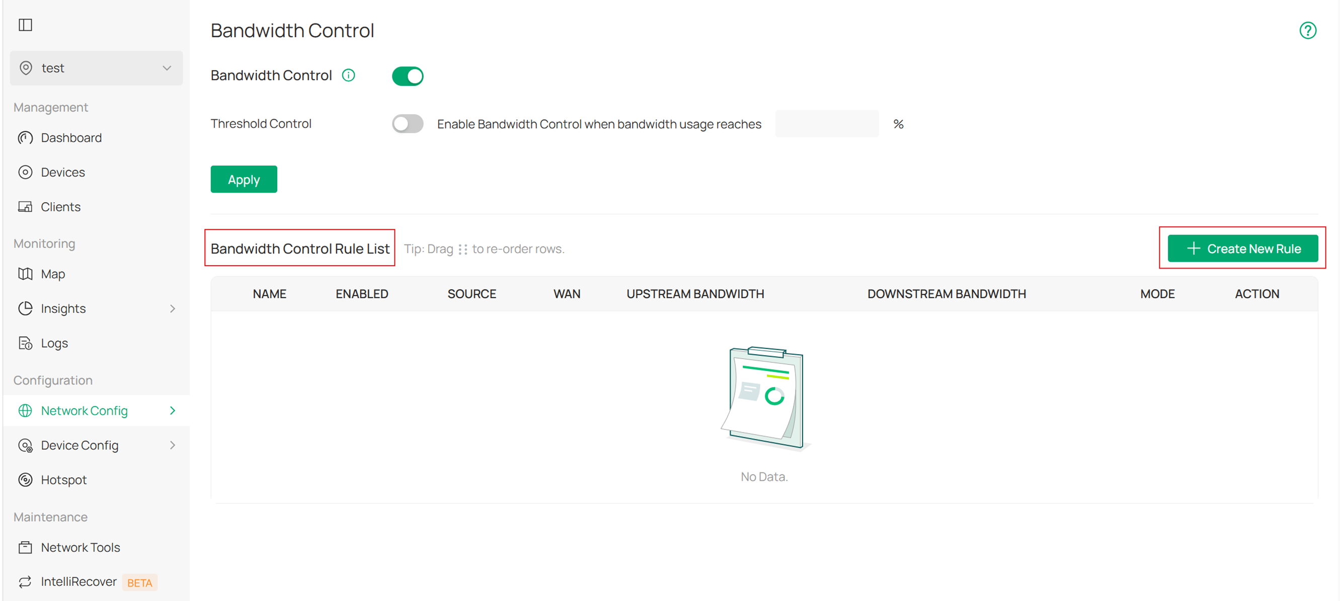 Add a Bandwidth Control Rule.