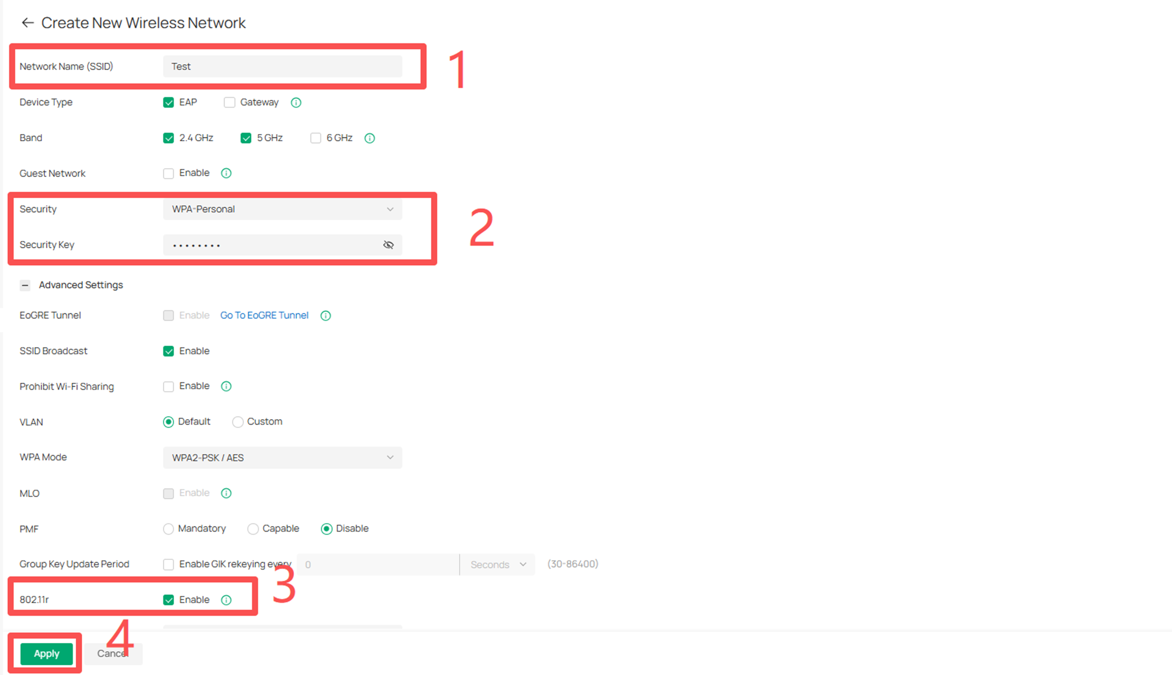 Path of enable 802.11r.