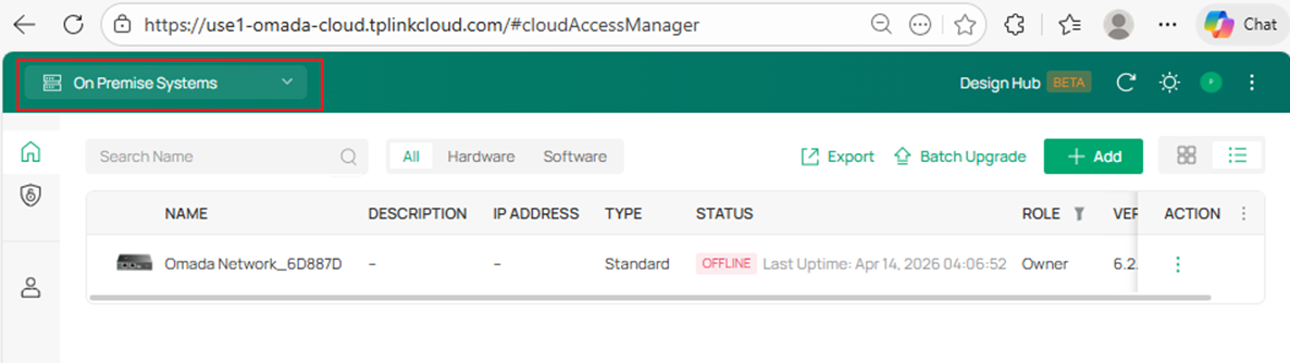 Select On Premise Systems.