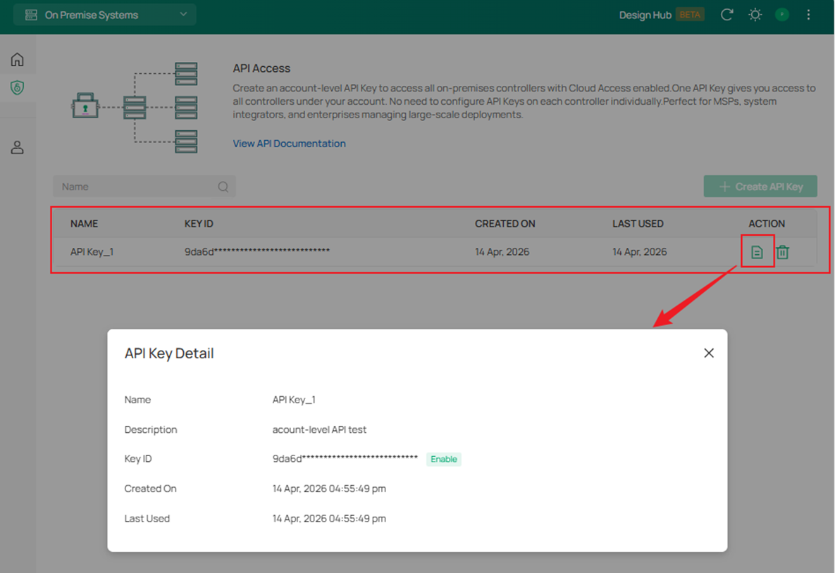 Click Edit to view the detailed information of the API Key.