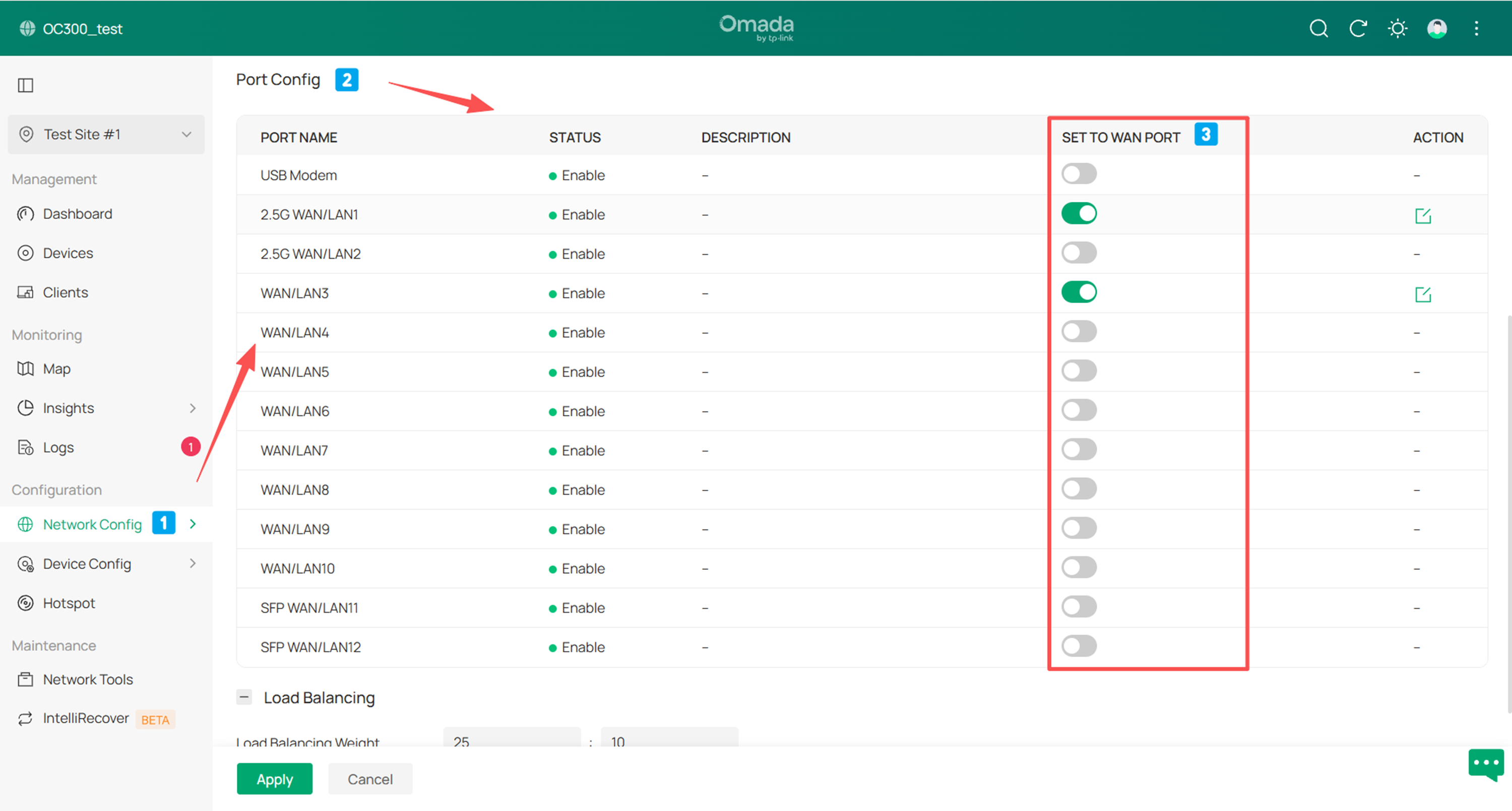 Path of change port status of gateway.
