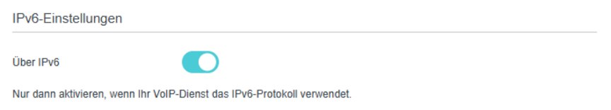 Die Option zum Aktivieren von Über IPv6 in den IPv6Einstellungen.