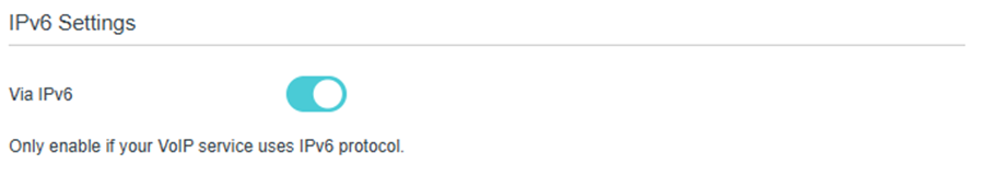The option to enable Via IPv6 in IPV6 settings.